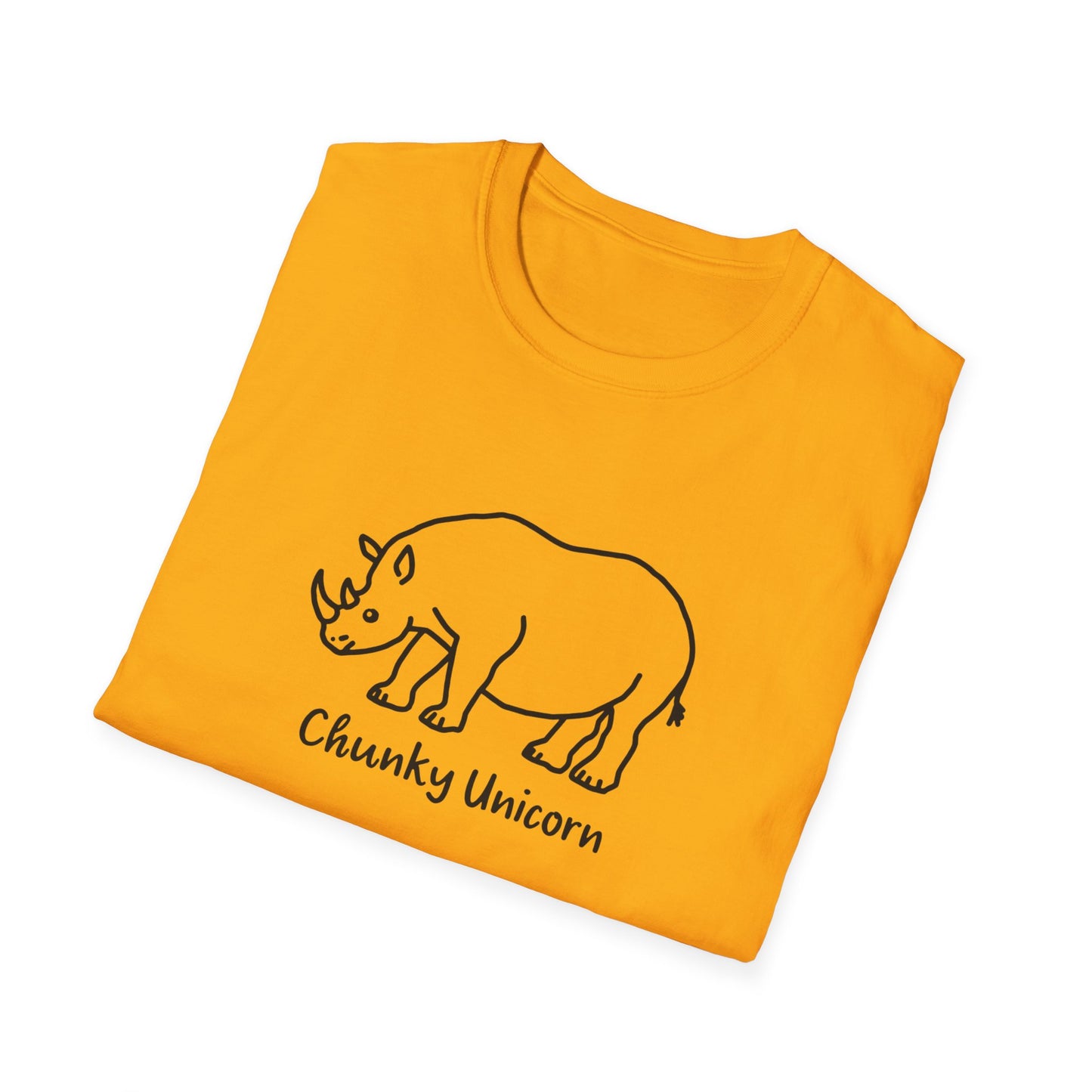 Chunky Unicorn, Rhino, Unisex Softstyle T-Shirt, Funny Tee, Gift for Animal Lovers, Casual Wear, Birthday Present, Unique Graphic Shirt
