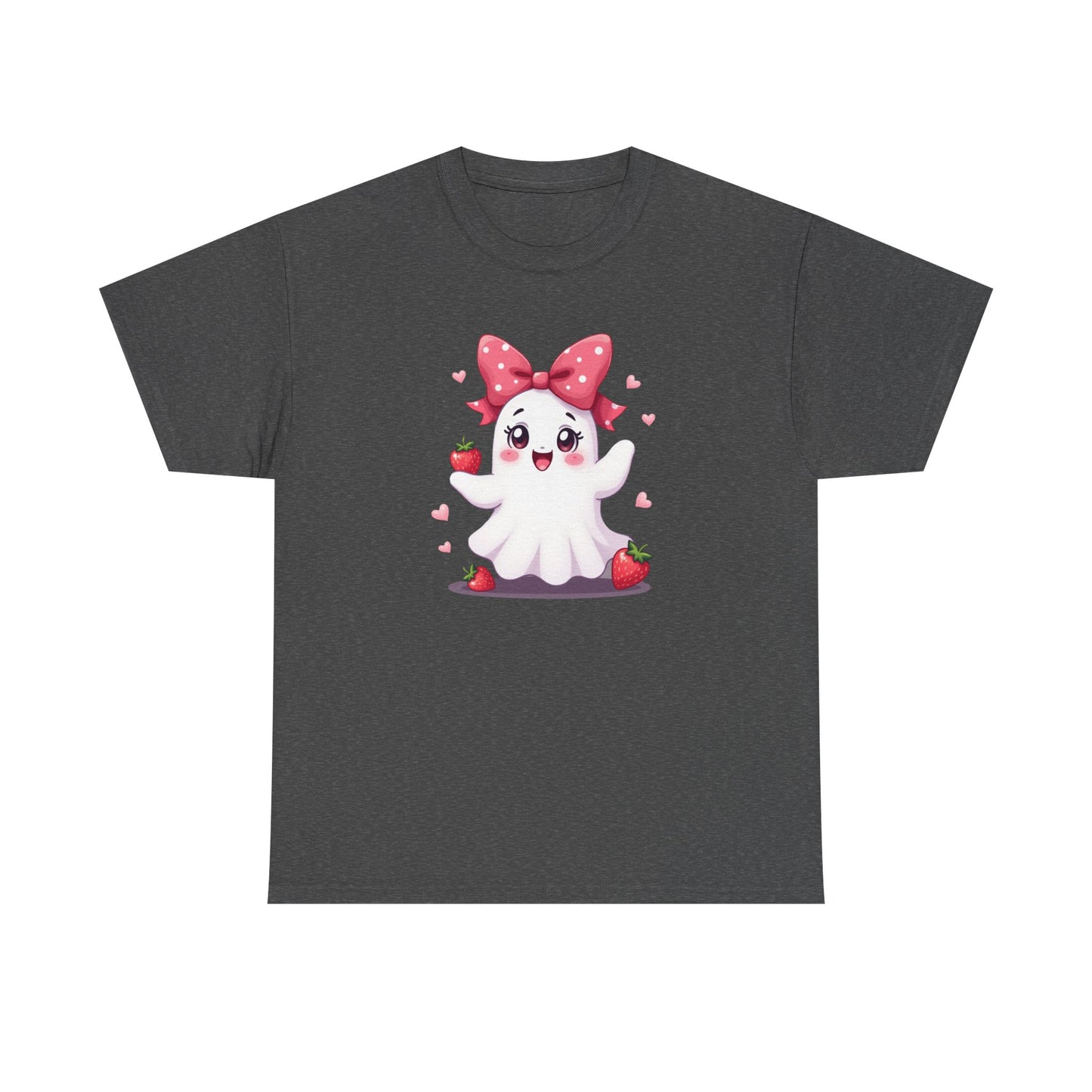 Cute Ghost Strawberry Unisex Tee, Perfect for Halloween, Gift, Casual Wear, Festival Shirt, Summer Vibes, Kawaii Apparel