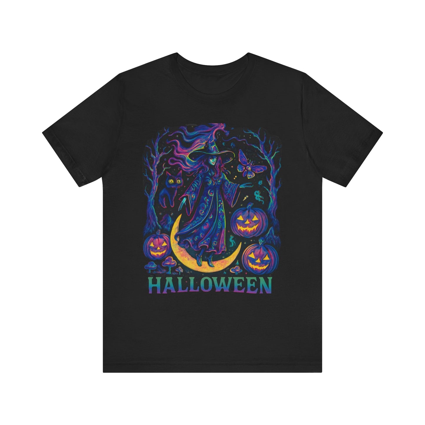 Halloween Witch Graphic Tee, Spooky T-Shirt, Unisex Short Sleeve Shirt, Halloween Costume, Pumpkin Shirt, Fall Festival Apparel