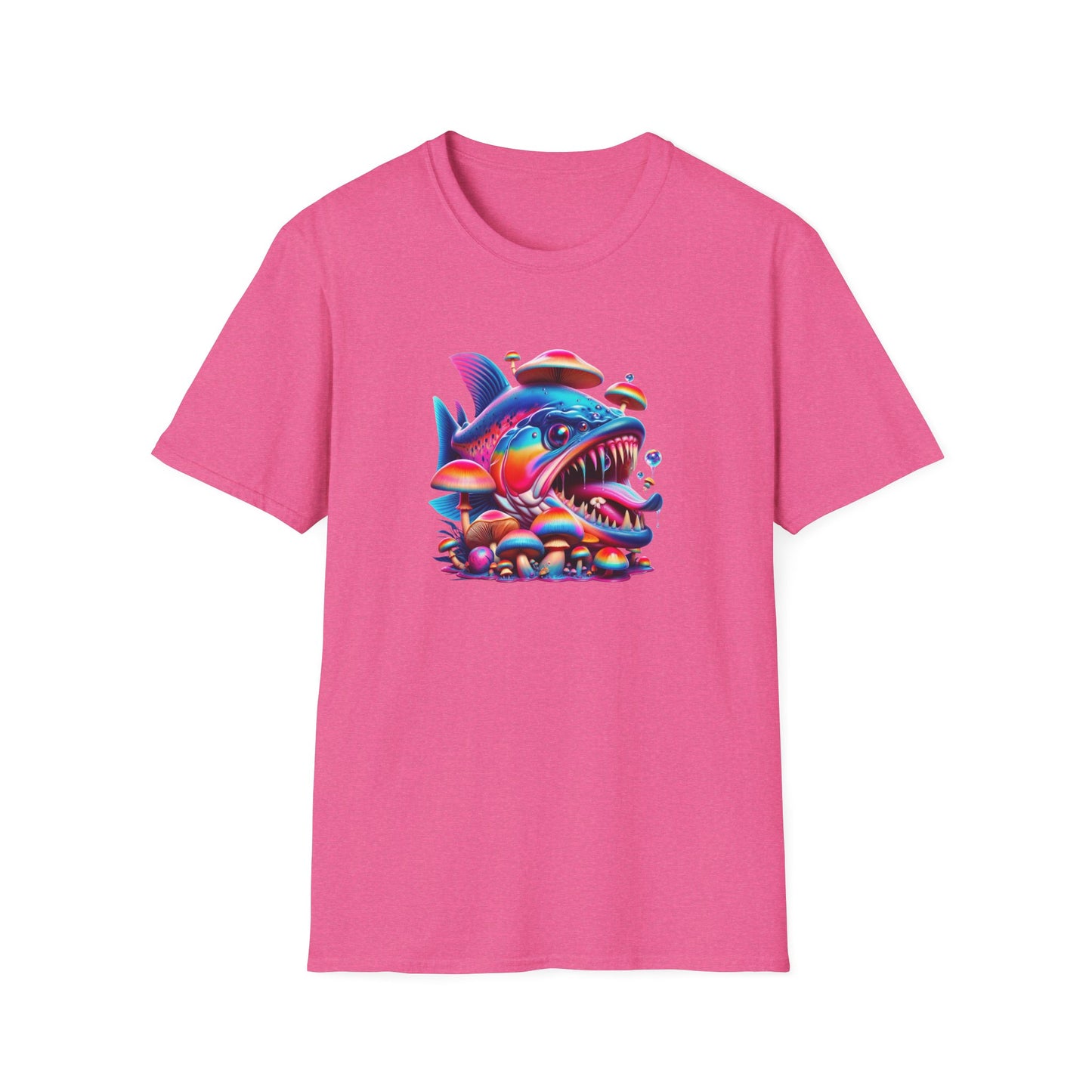 Piranha with Shrooms, Unisex Softstyle T-Shirt - Psychonaut Swag
