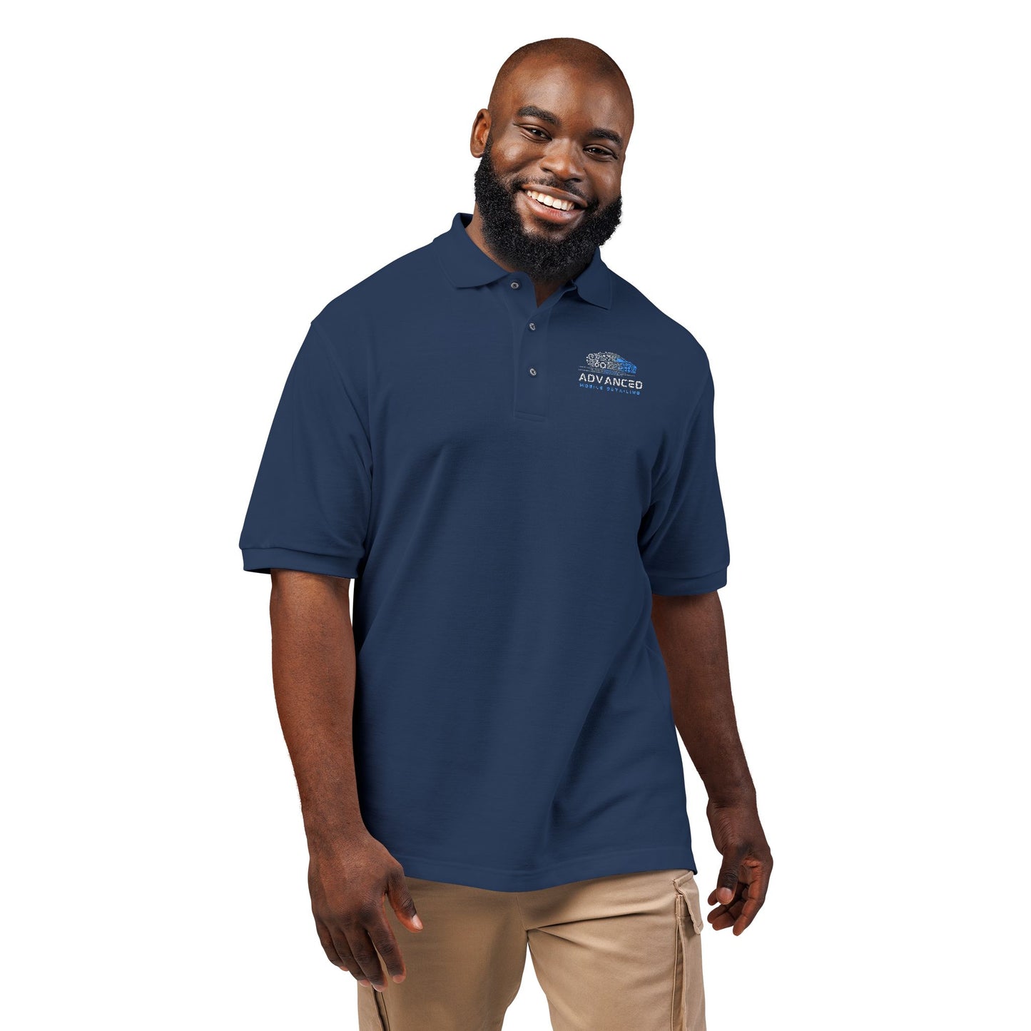 Advanced Mobile, Unisex Polo Shirt with Embroidery, Casual Wear, Gift for Dad, Customizable Shirt, Summer Wardrobe Essential