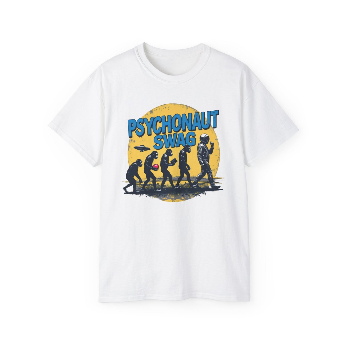 Psychonaut Evolution of Man Sunset, Unisex Tee, Retro Graphic T-Shirt, Music Festival Attire, Gift for Gamers, Casual Streetwear - Psychonaut Swag