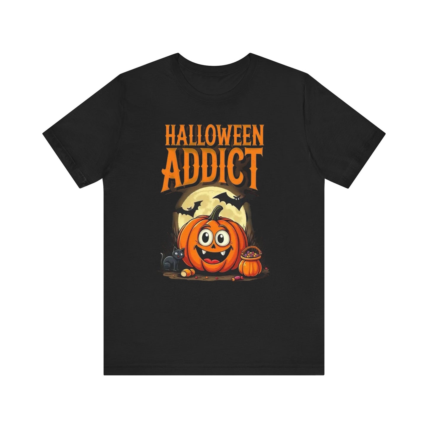 Halloween Addict Tee | Unisex Short Sleeve T-Shirt, Fun Halloween Apparel, Pumpkin Tee, Spooky Season Shirt, Gift for Halloween Lovers - Psychonaut Swag