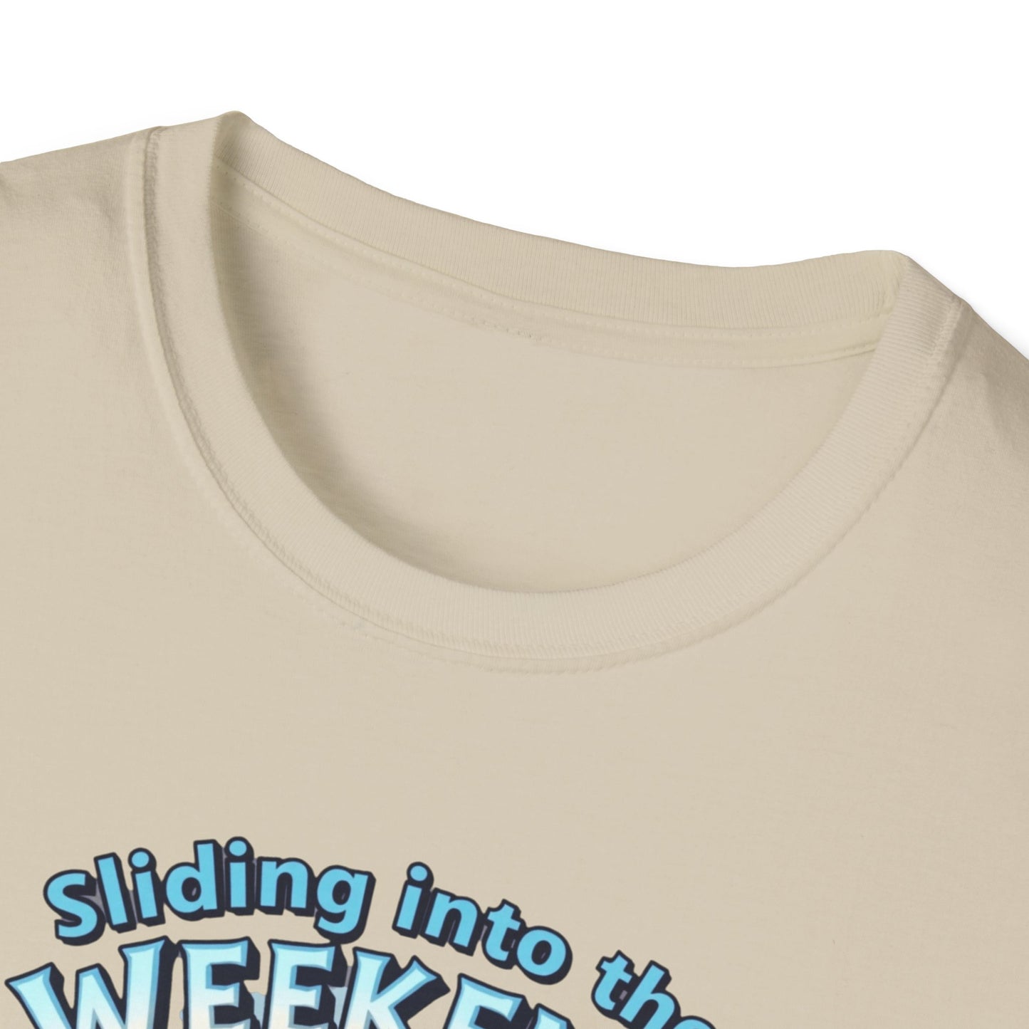 Sliding Penguin, Weekend Vibes T-Shirt, Funny Graphic Tee, Penguin Design Shirt, Casual Apparel, Unisex Softstyle T-Shirt - Psychonaut Swag