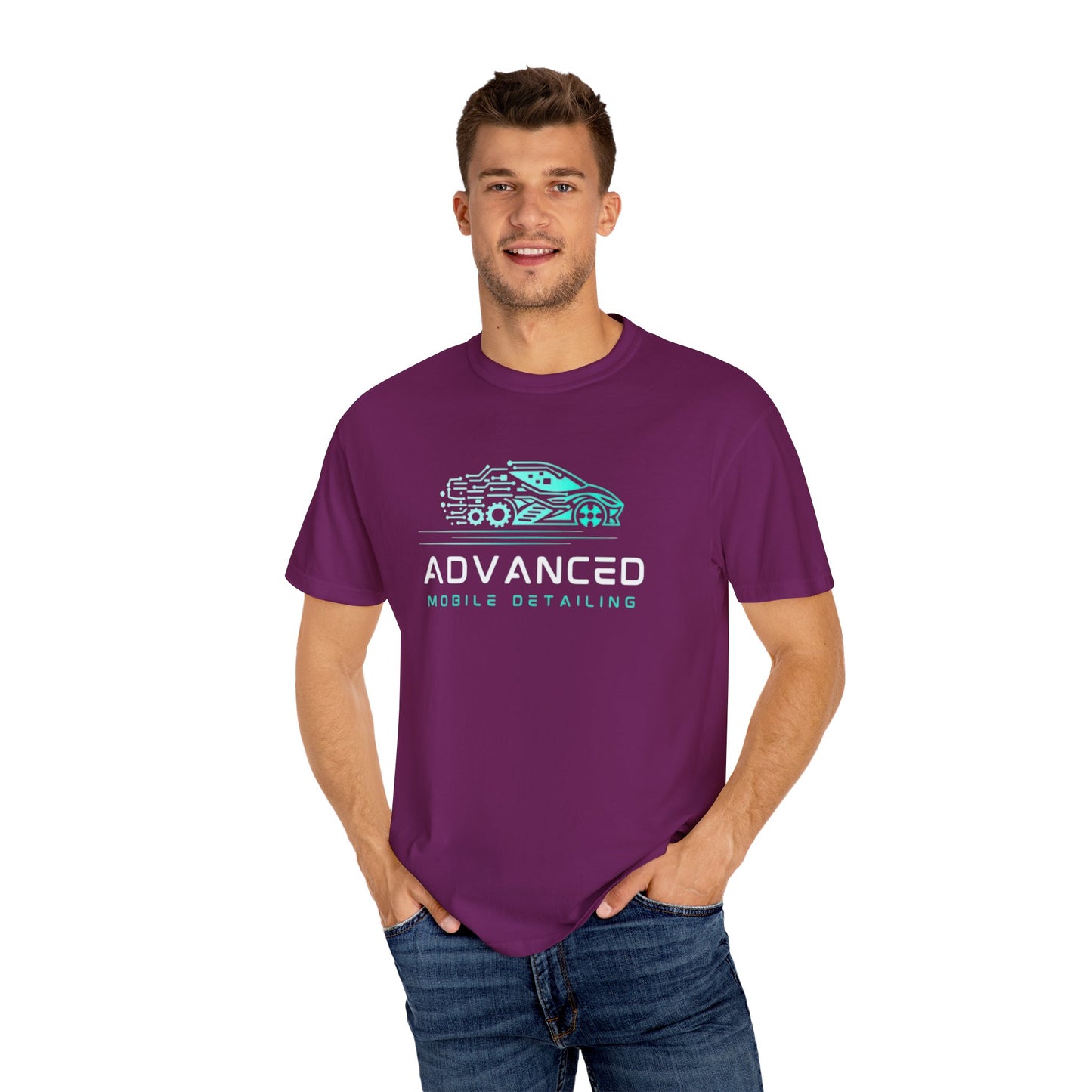 Advanced Mobile, Garment Dyed, T-Shirt, Unisex Graphic Tee, Casual Streetwear, Perfect Gift for Car Lovers, Vintage Style Merch, Everyday Wear