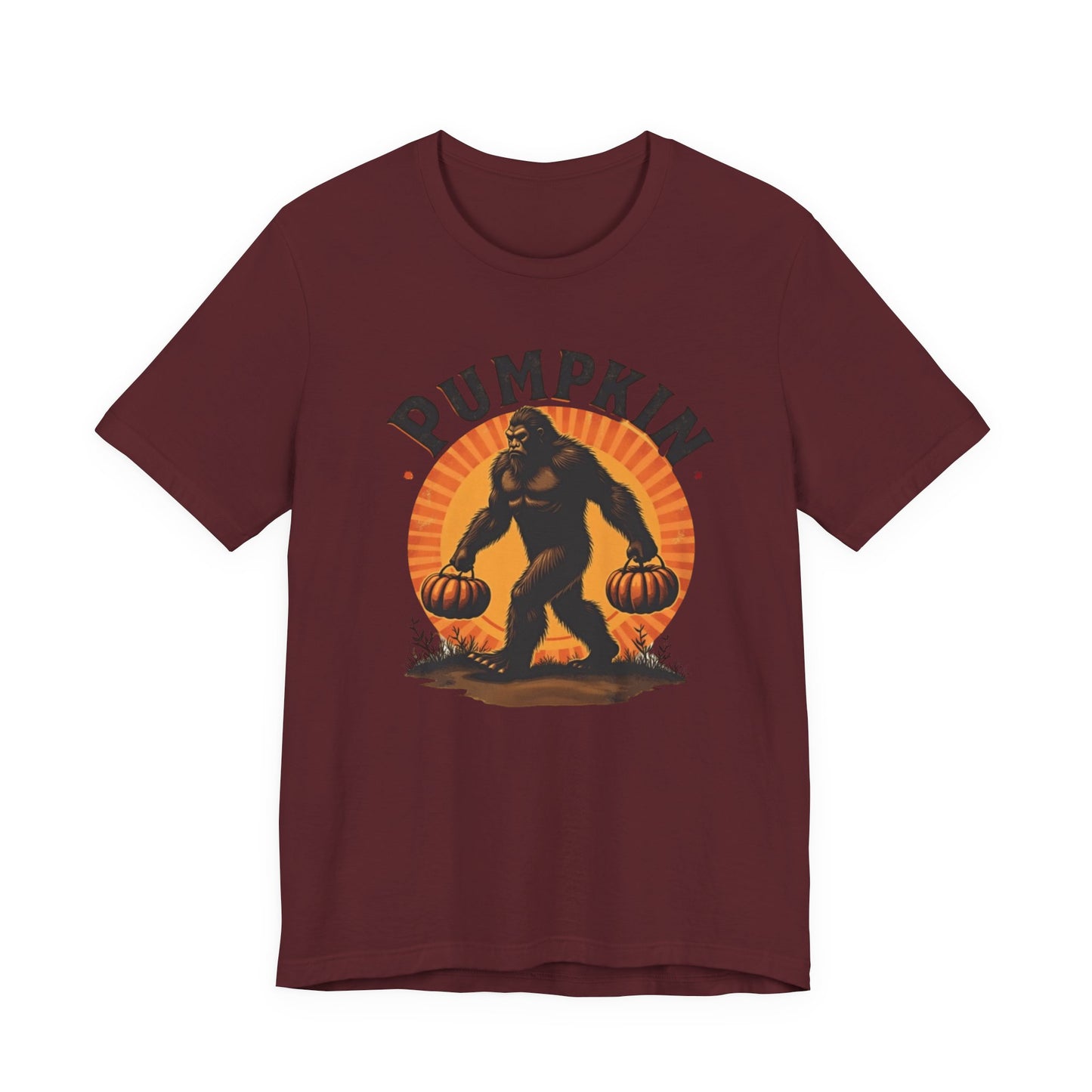 Pumpkin Bigfoot T-Shirt – Unisex Harvest Tee for Fall, Halloween, Autumn Celebrations, Gift for Nature Lovers, Casual Wear