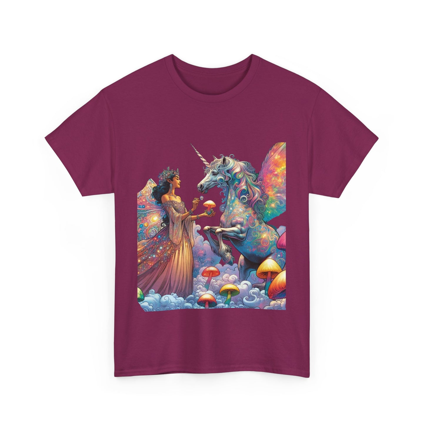 Graphic Tee - Fairy feeding a magical unicorn in the forest - Psychonaut Swag