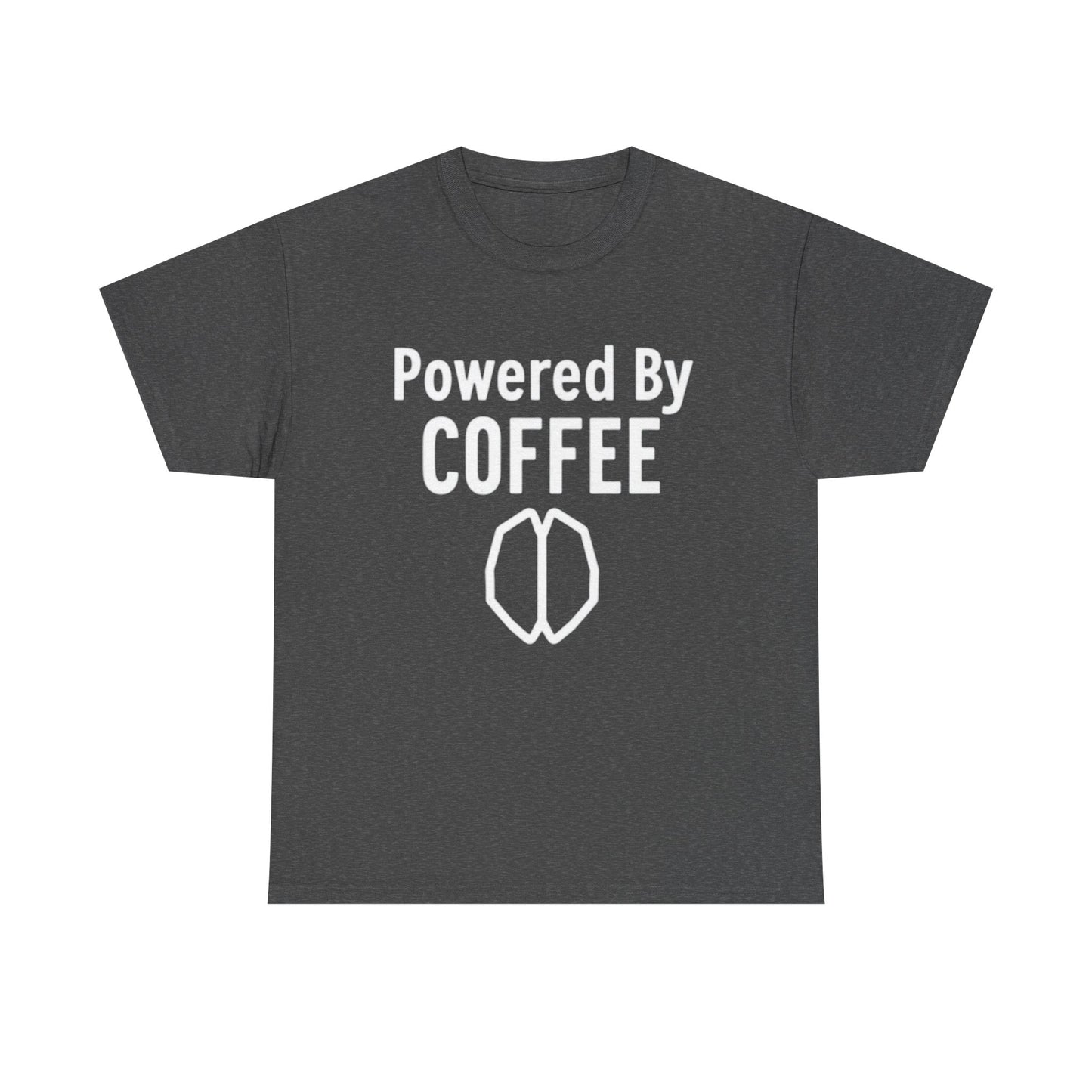 Powered By Coffee Unisex Heavy Cotton Tee, Funny Coffee Lover Shirt, Gift for Barista, Casual Wear, Perfect for Birthdays, Everyday Use - Psychonaut Swag