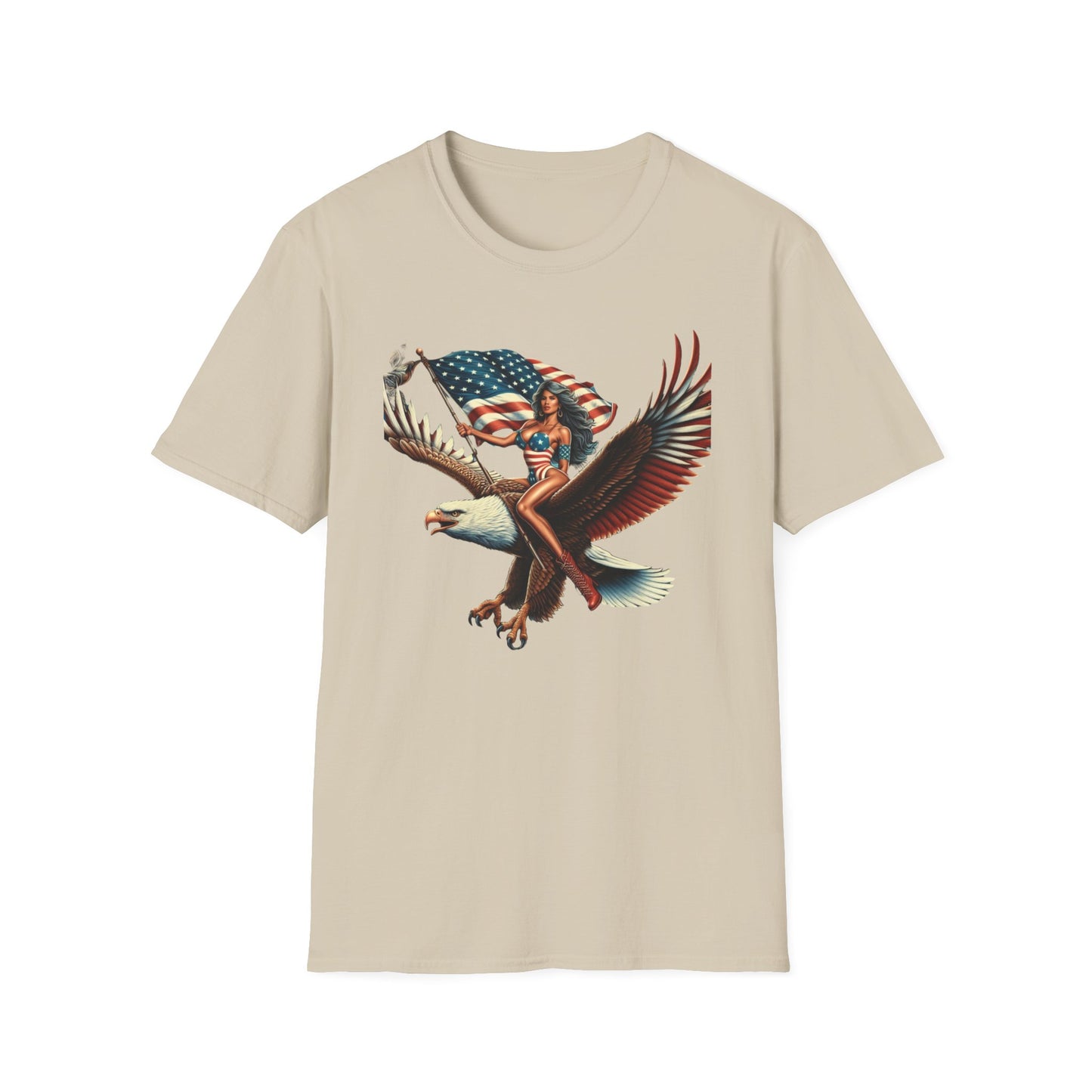 Patriot Riding Eagle, Graphic Tee - Unisex T-Shirt, Eagle Design, 4th of July Shirt, Independence Day Apparel, Festival Wear, Gift for Patriots - Psychonaut Swag