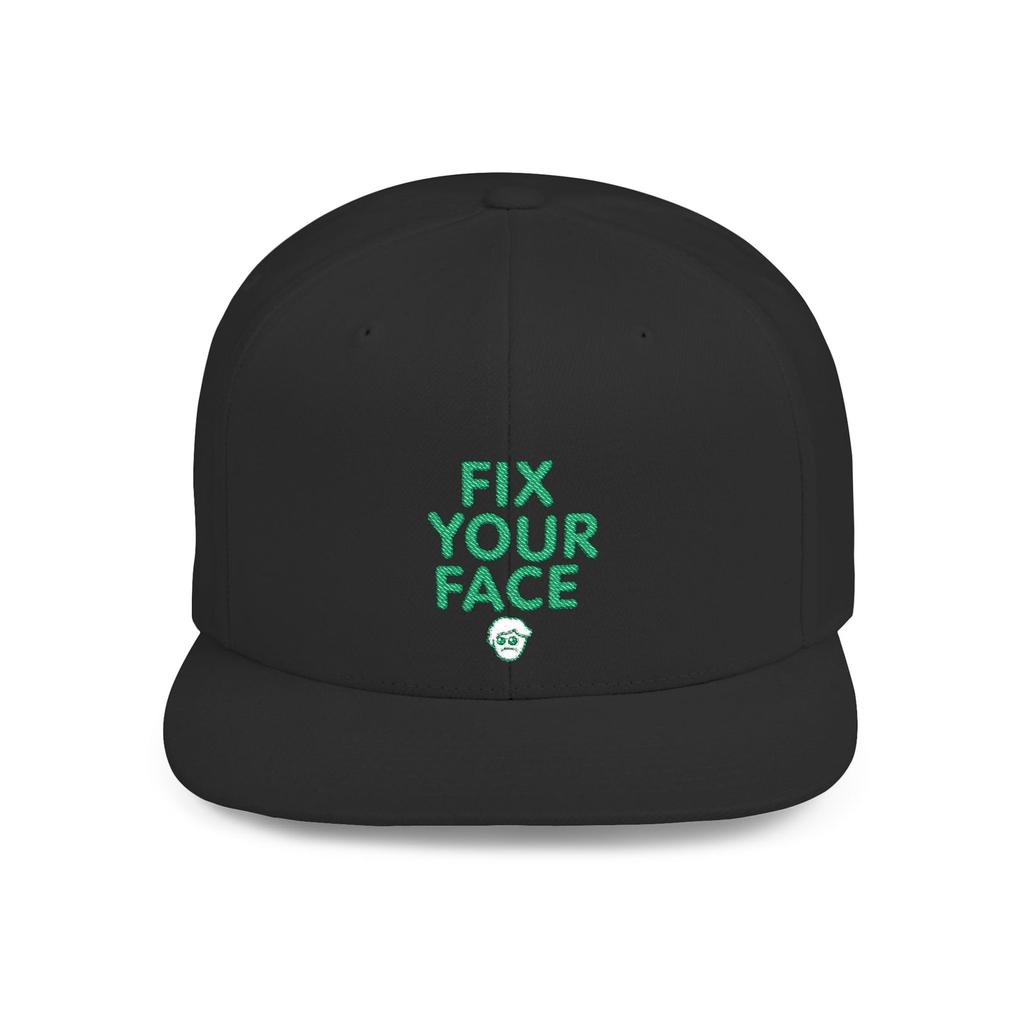 Fix Your Face-Leah, Flat Bill Snapback Cap, Trendy Snapback Hat, Funny Quote Hat, Casual Streetwear Cap, Unique Gift for Friends