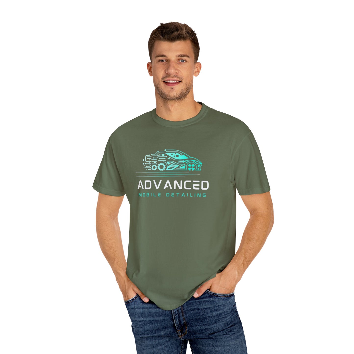 Advanced Mobile, Garment Dyed, T-Shirt, Unisex Graphic Tee, Casual Streetwear, Perfect Gift for Car Lovers, Vintage Style Merch, Everyday Wear