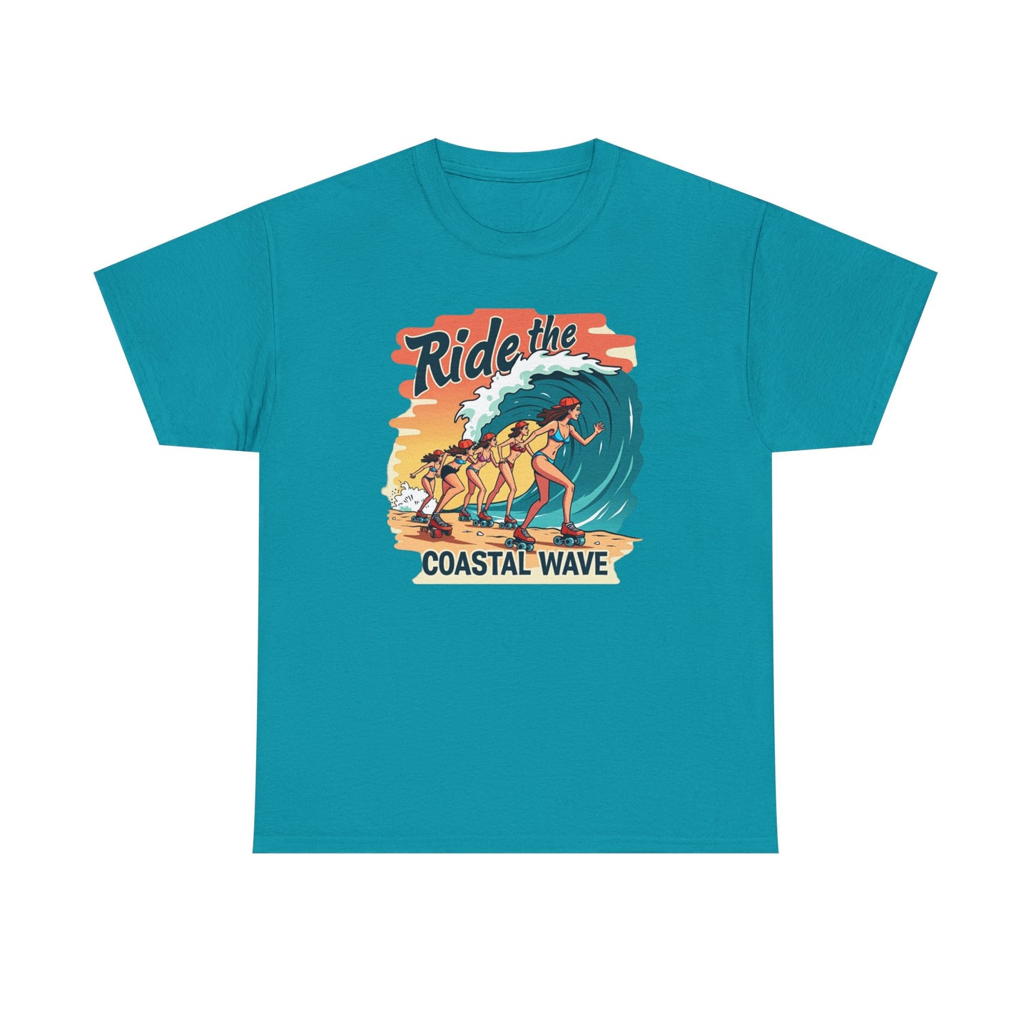 Follow the Wave, Unisex Heavy Cotton Tee - Ride the Wave Vintage Surf Design - Psychonaut Swag