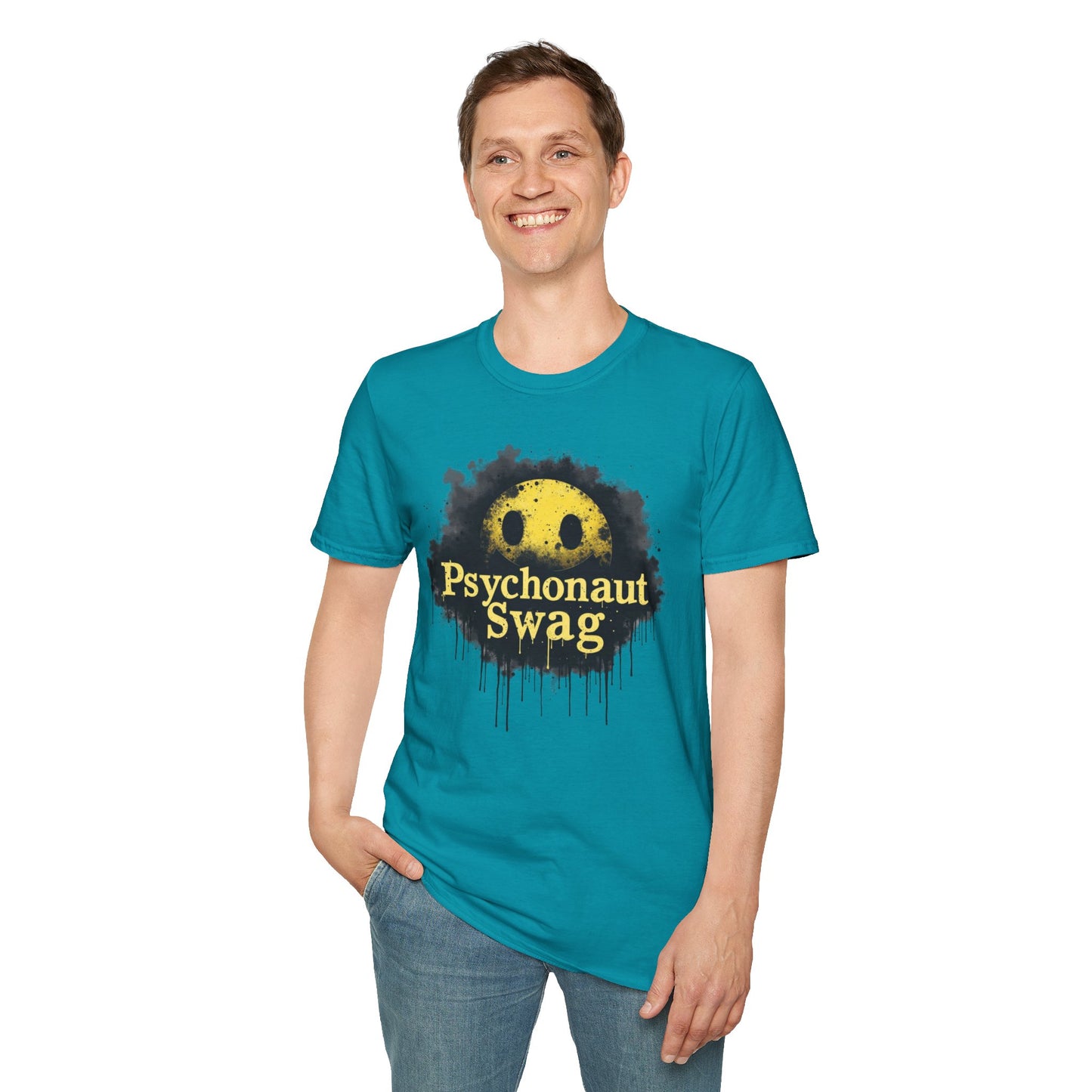 Psycho Smile, Pyschonaut Swag T-Shirt - Unisex Softstyle Tee, Casual Wear, Gift for Gamers, Festival Attire, Streetwear Fashion