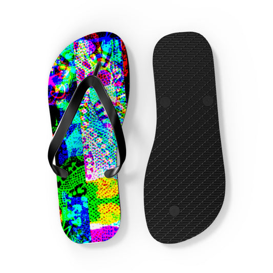 Flip Flops - Psychedelic Bee Man Shroom Design - Psychonaut Swag
