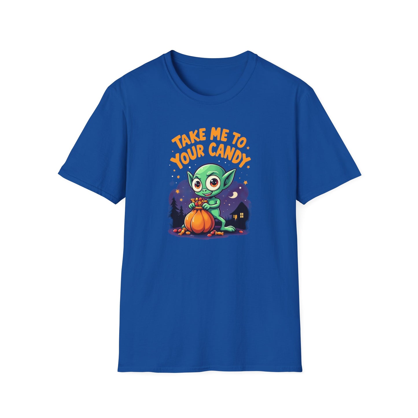 Trick or Treat Alien, T-Shirt, Cute Graphic Tee, Trick or Treat Shirt, Unisex Halloween Apparel, Fun Holiday Outfit