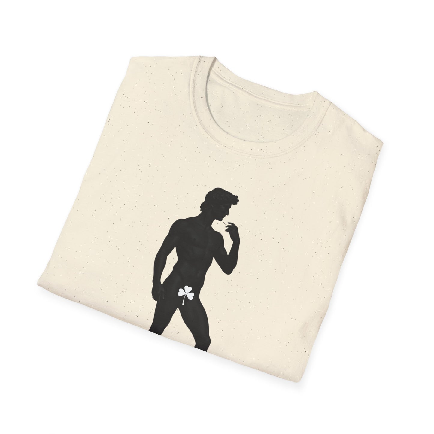 Statue with Clover Leaf — Classic Michelangelo David Silhouette Tee
