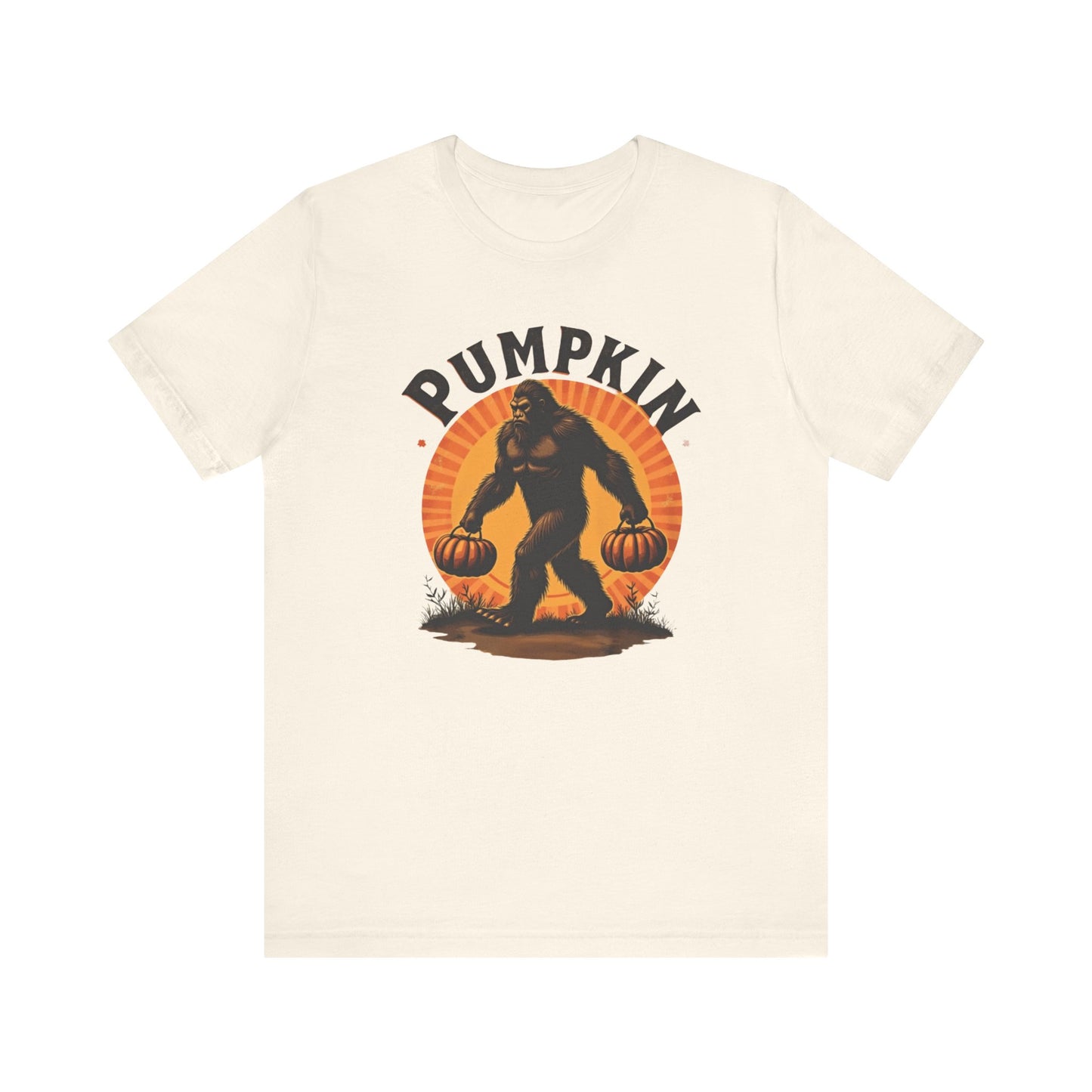 Pumpkin Bigfoot T-Shirt – Unisex Harvest Tee for Fall, Halloween, Autumn Celebrations, Gift for Nature Lovers, Casual Wear