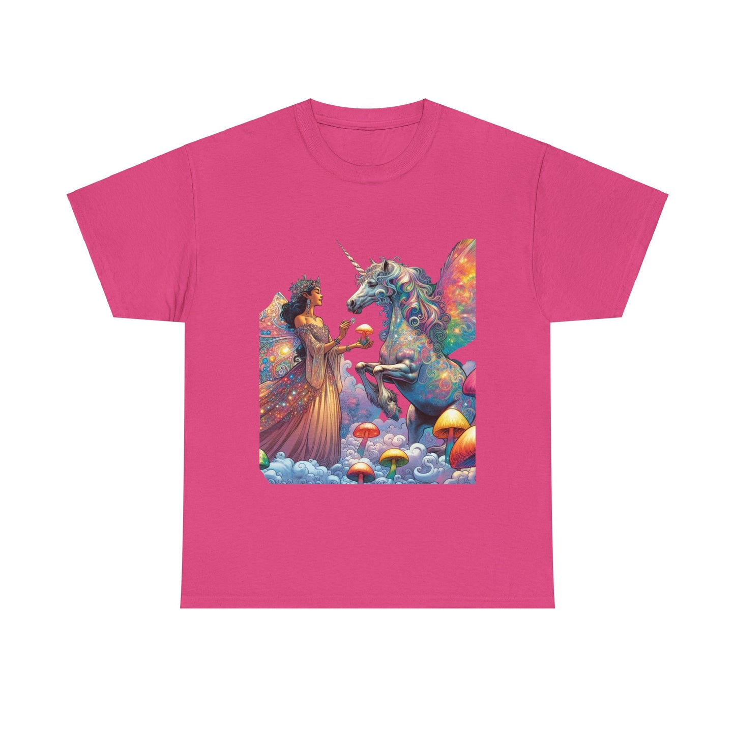 Graphic Tee - Fairy feeding a magical unicorn in the forest - Psychonaut Swag