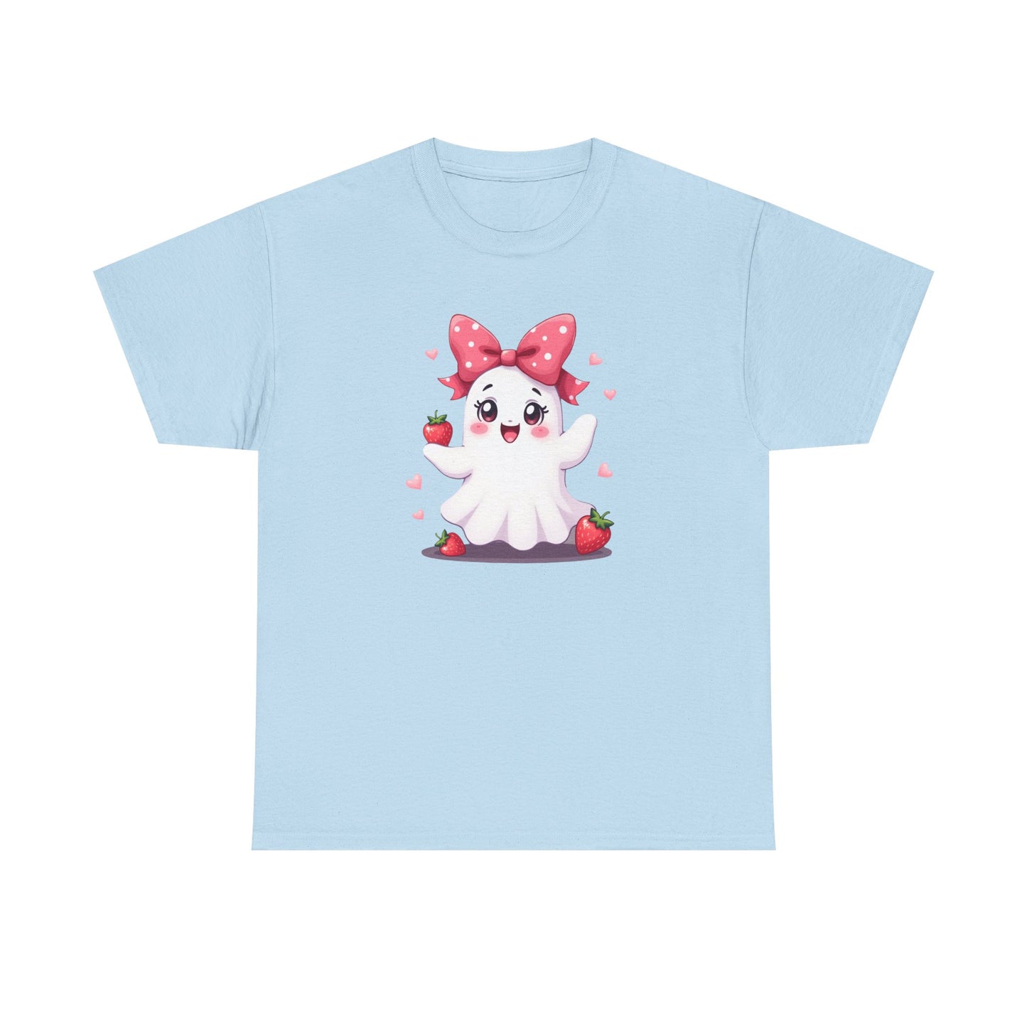 Cute Ghost Strawberry Unisex Tee, Perfect for Halloween, Gift, Casual Wear, Festival Shirt, Summer Vibes, Kawaii Apparel