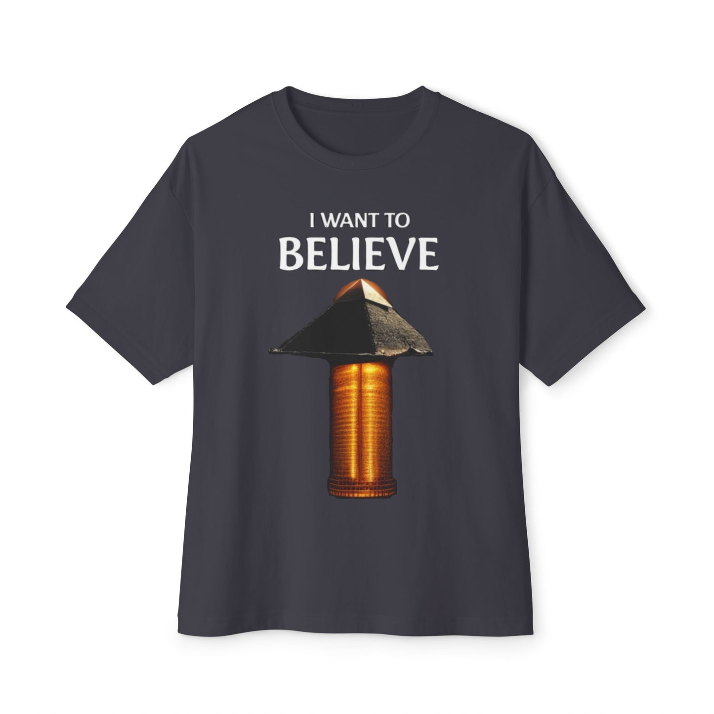 I Want to Believe Pyramid Tee, Unisex Tee, Oversized T-Shirt, UFO Humor Shirt, Gift for Sci-Fi Lovers, Casual Graphic Top - Psychonaut Swag