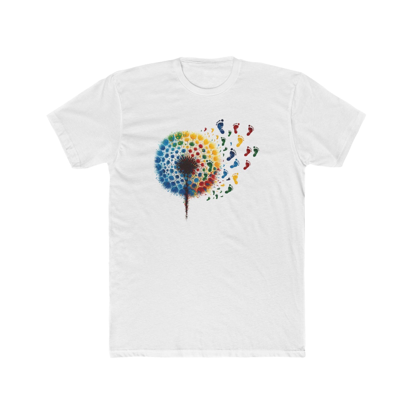 Colorful Dandelion Unisex Cotton Crew Tee, Gift for Nature Lovers, Casual Wear, Art T-Shirt, Eco-Friendly Fashion, Summer Style - Psychonaut Swag