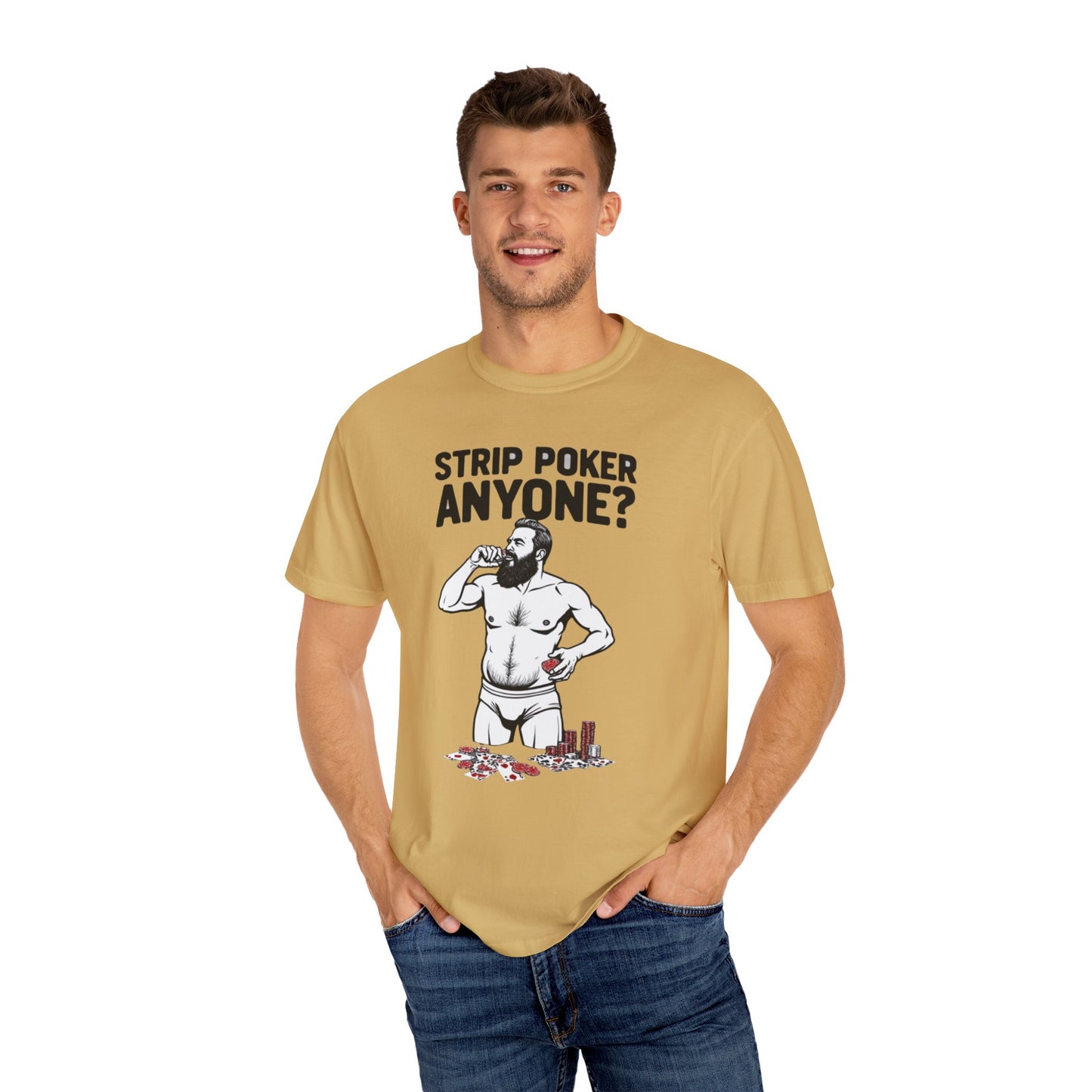 Strip Poker Humor T-Shirt, Funny Gift for Gamers, Men's Casual Tee, Party Outfit, Unique Dad Gift, Birthday or Game Night Attire