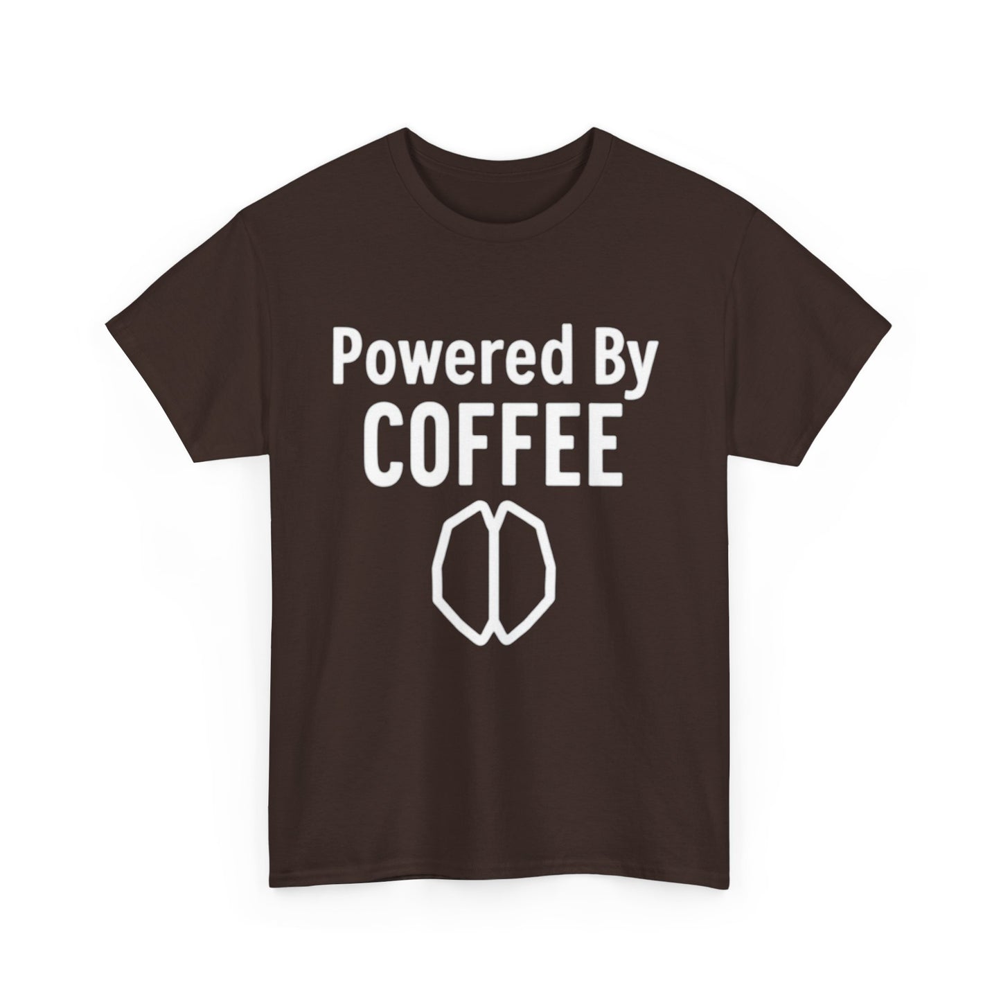 Powered By Coffee Unisex Heavy Cotton Tee, Funny Coffee Lover Shirt, Gift for Barista, Casual Wear, Perfect for Birthdays, Everyday Use - Psychonaut Swag