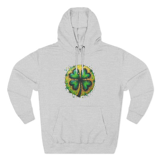 St. Patrick's Watercolor Shamrock Hoodie — Green Four-Leaf Luck Pullover