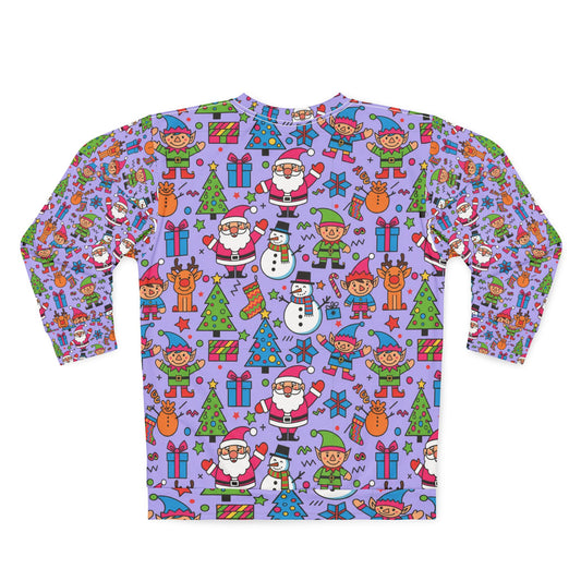 Christmas Pattern Sweatshirt — Cute Santa & Snowman Holiday All-Over Print