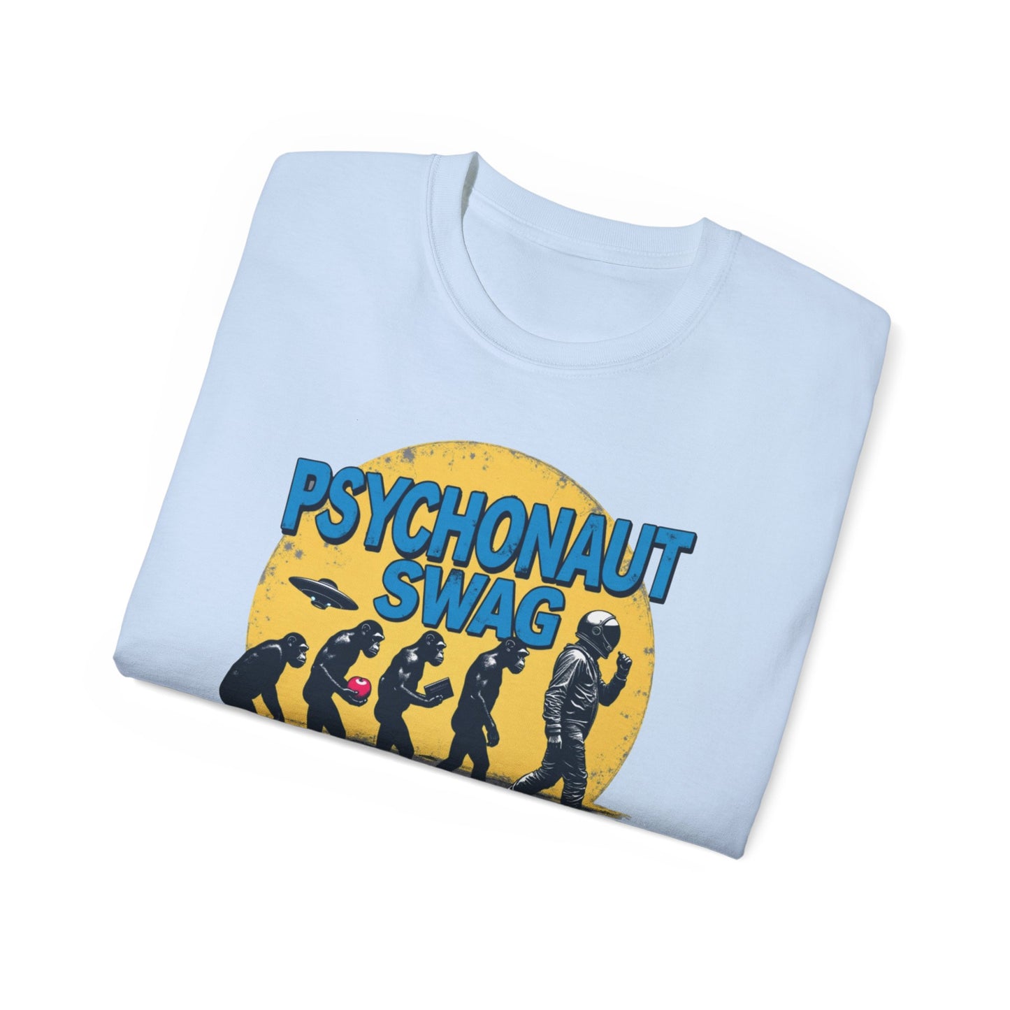 Psychonaut Evolution of Man Sunset, Unisex Tee, Retro Graphic T-Shirt, Music Festival Attire, Gift for Gamers, Casual Streetwear