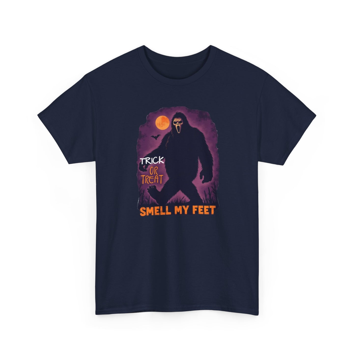 Halloween Bigfoot Tee, Unisex Cotton T-Shirt, Trick or Treat Shirt, Smell My Feet Design, Funny Halloween Apparel