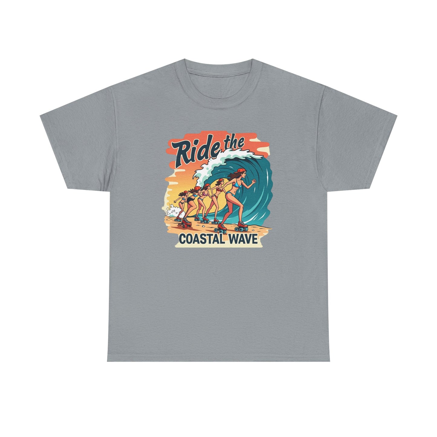 Follow the Wave, Unisex Heavy Cotton Tee - Ride the Wave Vintage Surf Design - Psychonaut Swag