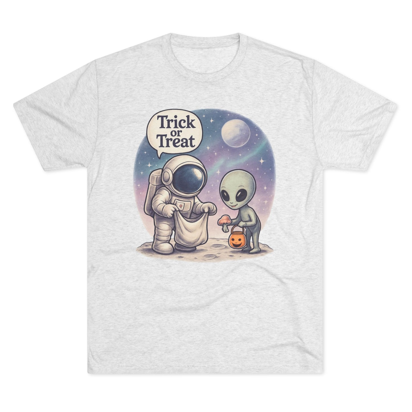 Space Trick or Treat Crew Tee, Halloween T-Shirt, Space Theme Shirt, Unisex Graphic Tee, Fun Costume Tee, Gift for Space Lovers
