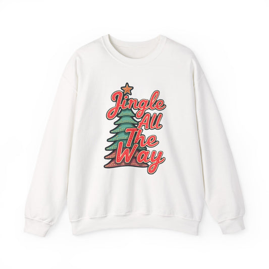 Christmas Sweatshirt — "Jingle All The Way" Retro Tree Holiday Crewneck