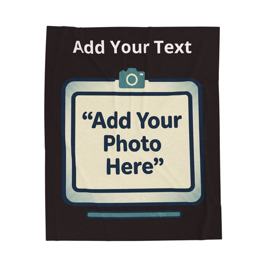 Custom Photo Velveteen Plush Blanket — Personalized Image & Text Gift for Birthdays, Holidays, Graduations