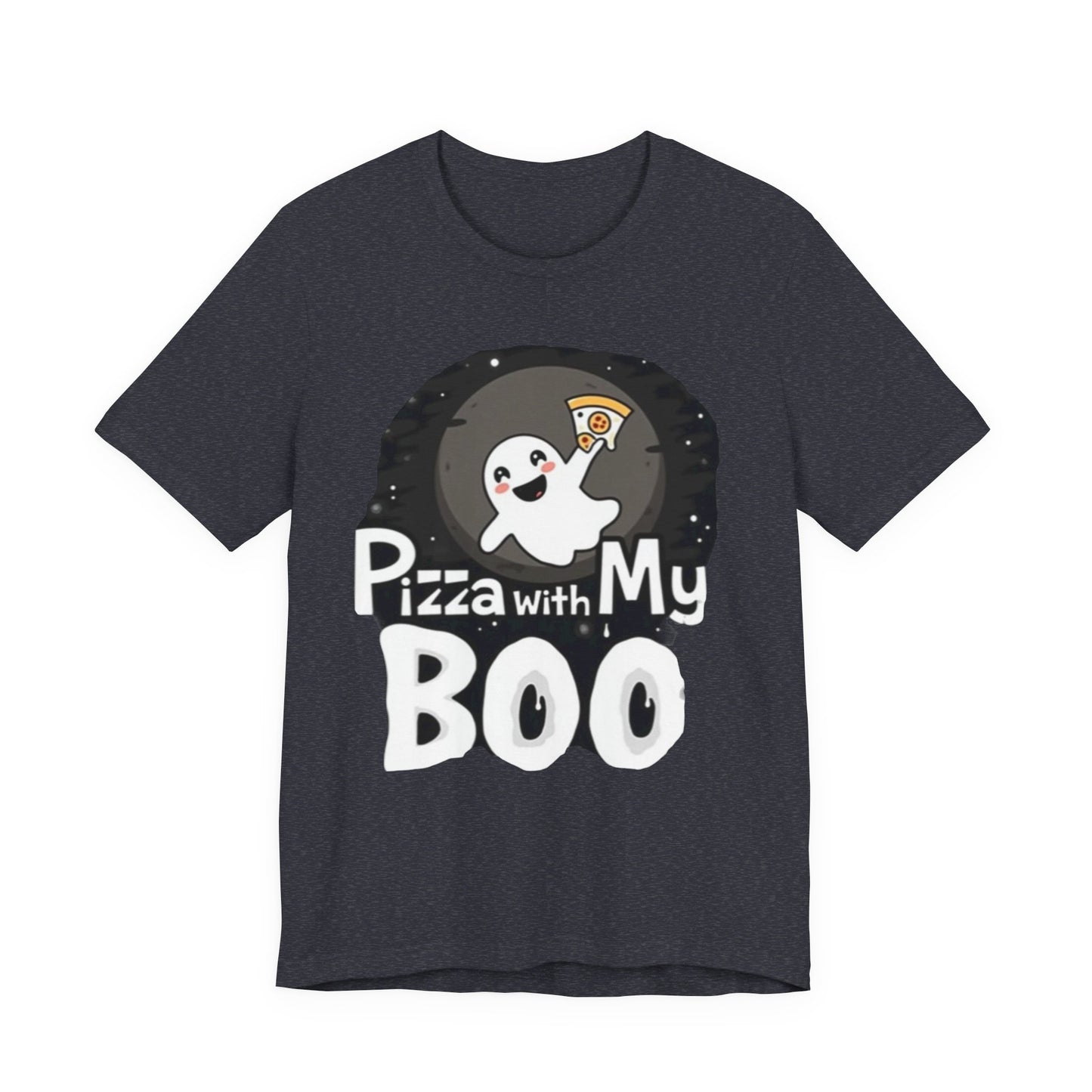 Ghost Pizza Boo Tee - Unisex Jersey Short Sleeve T-Shirt, Funny Halloween Shirt, Spooky Costume, Ghost Lover Gift, October Celebration