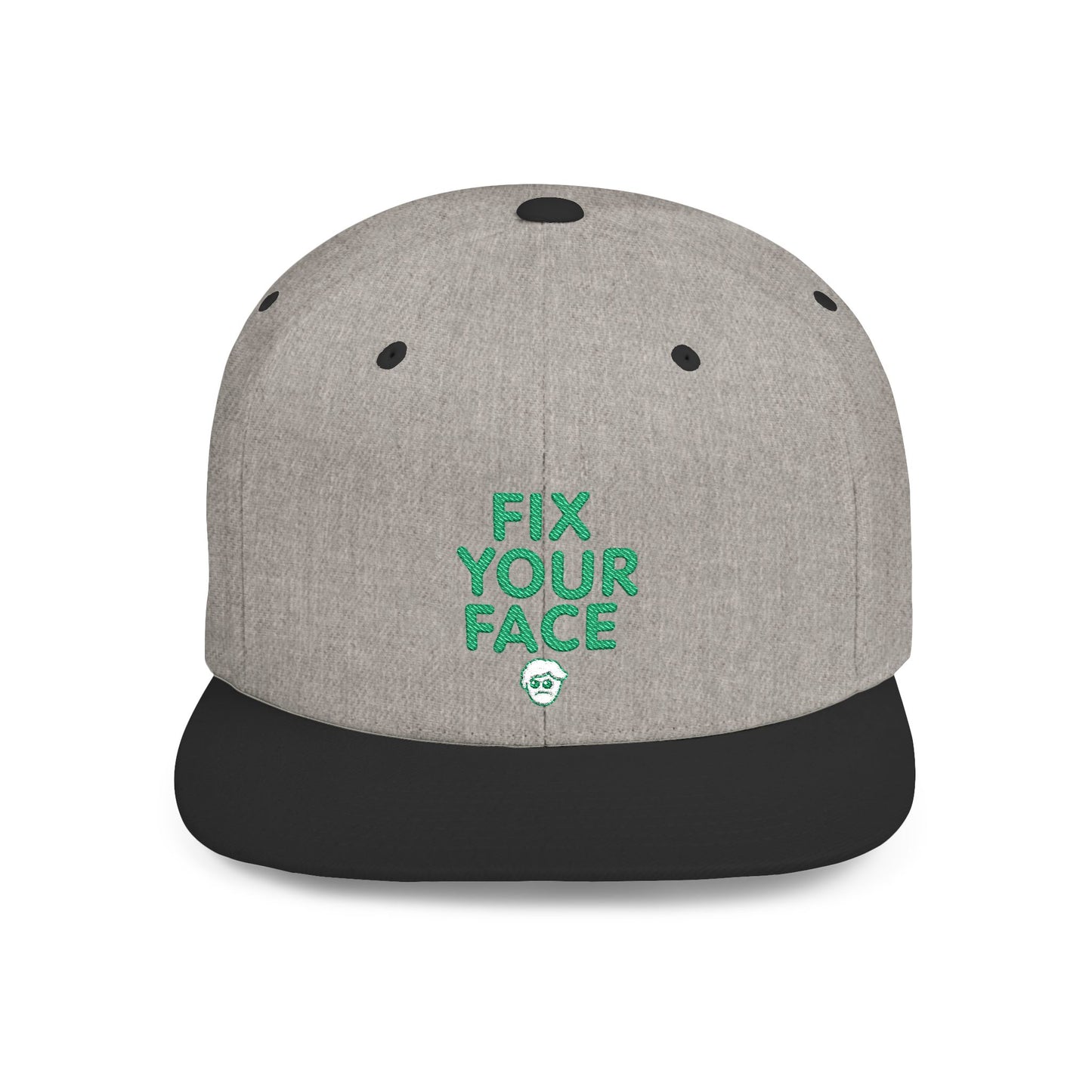 Fix Your Face-Leah, Flat Bill Snapback Cap, Trendy Snapback Hat, Funny Quote Hat, Casual Streetwear Cap, Unique Gift for Friends