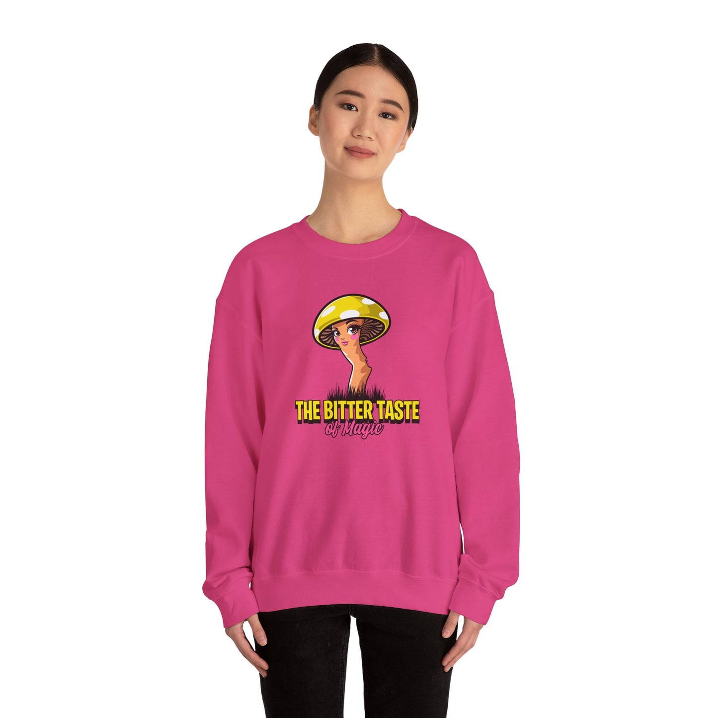The Bitter Taste of Magic, Mushroom, Unisex Heavy Blend™ Crewneck Sweatshirt - Psychonaut Swag