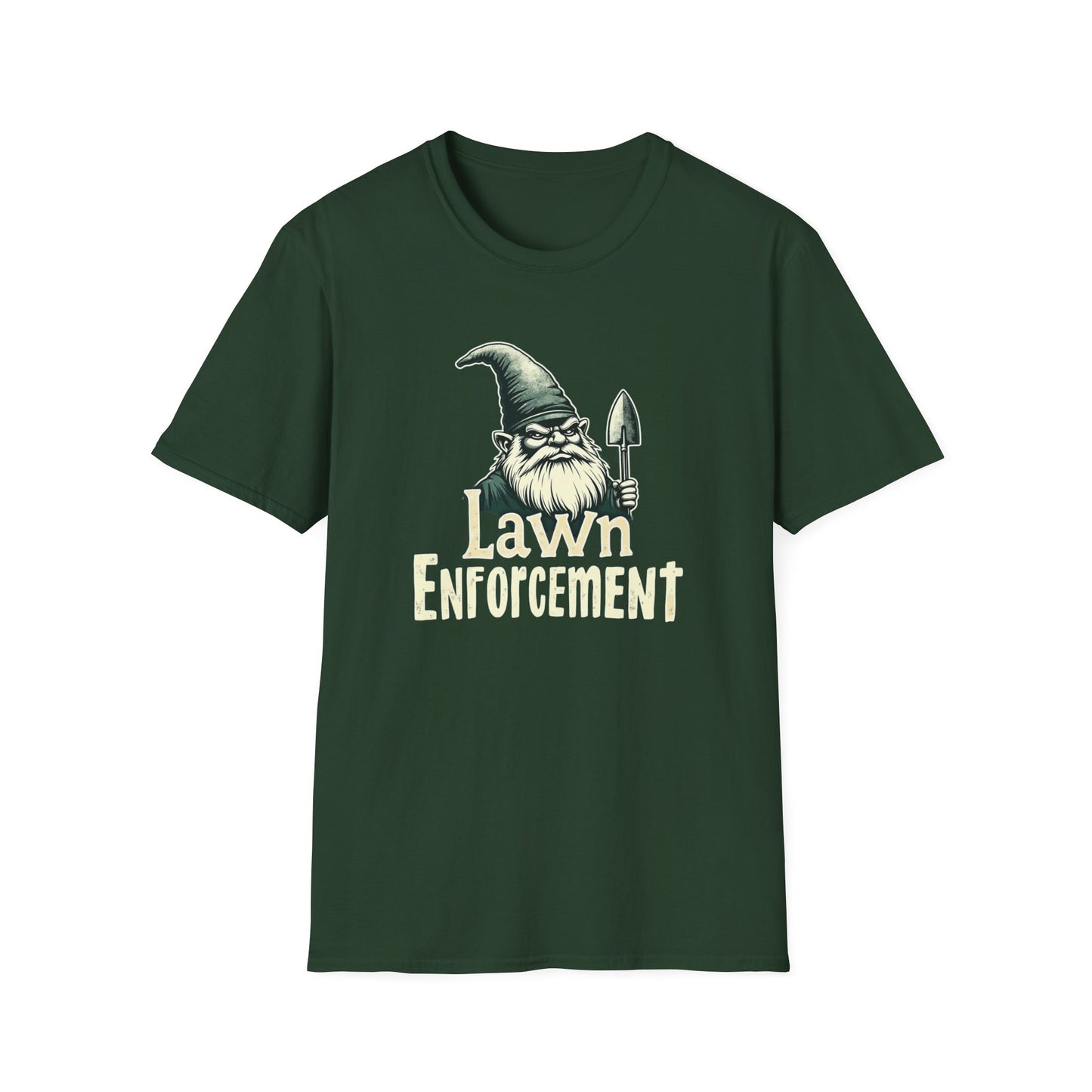 Whimsical Gnome Lawn Enforcement Unisex T-Shirt, Funny Gift for Men, Unique Humor Tee, Cozy Casual Wear, Perfect for Birthdays & Celebrations - Psychonaut Swag
