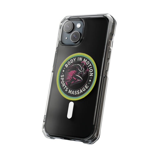 Sports Massage, Clear Magnetic Phone Case — "Body in Motion Sports Massage" PopGrip Compatible