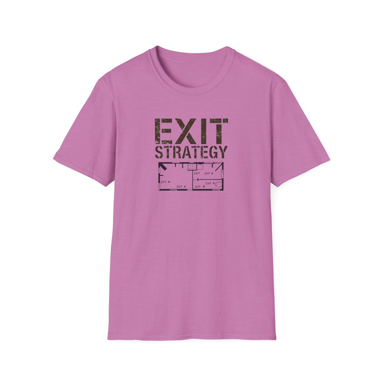 Exit Strategy Unisex Softstyle T-Shirt, Casual Wear, Fun Graphic Tee, Gift for Friends, Statement Shirt, Everyday Comfort - Psychonaut Swag