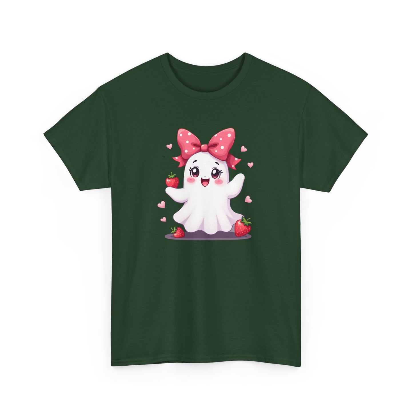 Cute Ghost Strawberry Unisex Tee, Perfect for Halloween, Gift, Casual Wear, Festival Shirt, Summer Vibes, Kawaii Apparel