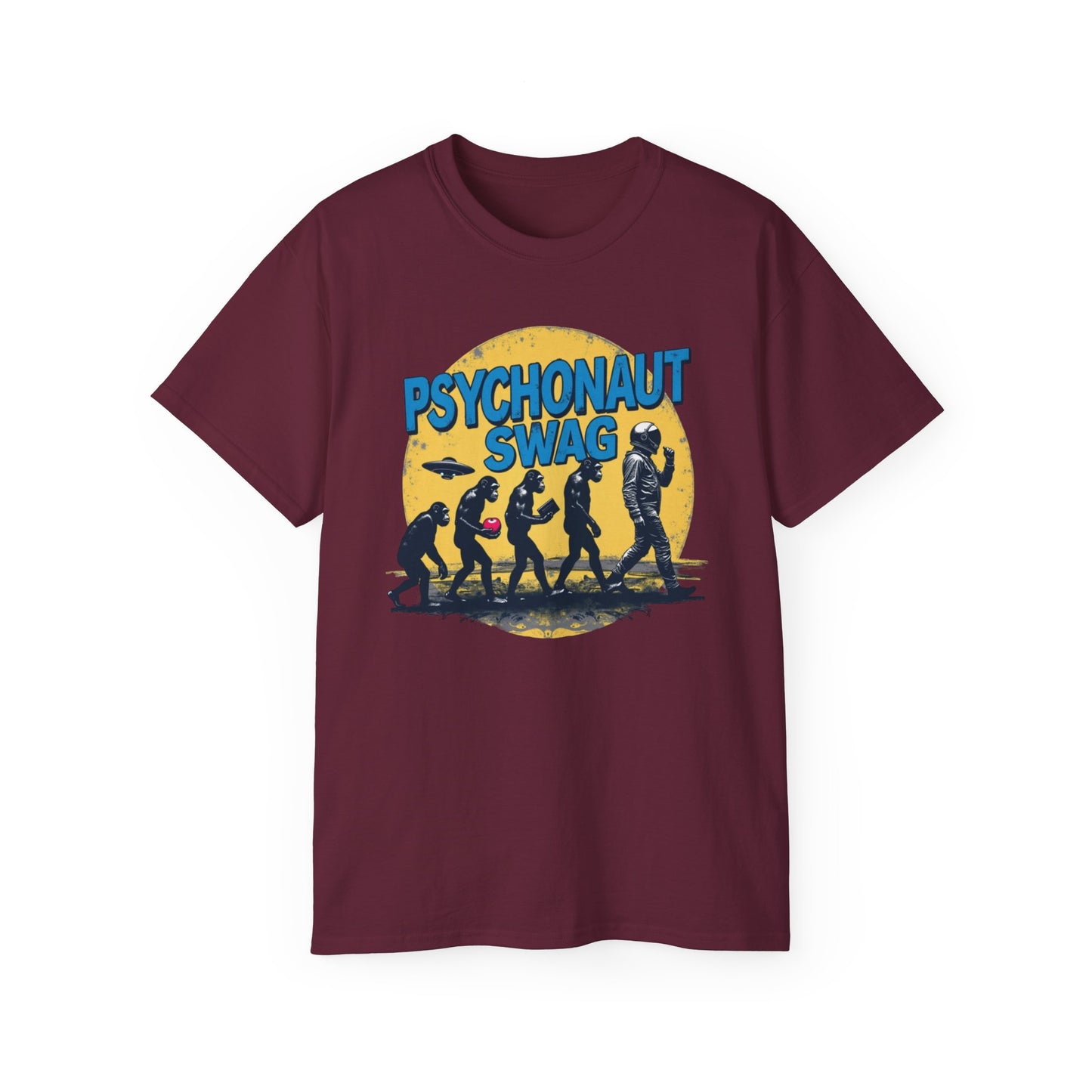 Psychonaut Evolution of Man Sunset, Unisex Tee, Retro Graphic T-Shirt, Music Festival Attire, Gift for Gamers, Casual Streetwear - Psychonaut Swag