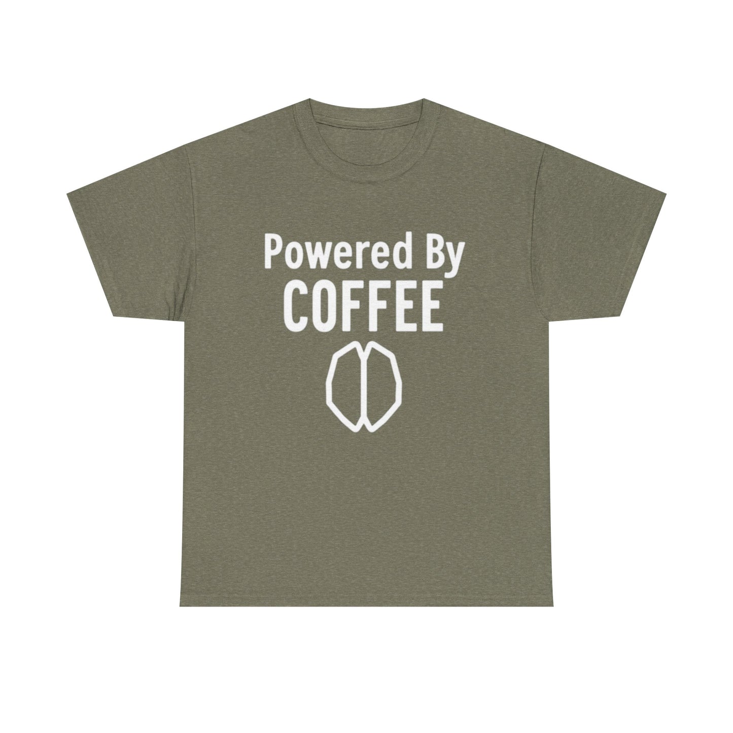 Powered By Coffee Unisex Heavy Cotton Tee, Funny Coffee Lover Shirt, Gift for Barista, Casual Wear, Perfect for Birthdays, Everyday Use - Psychonaut Swag