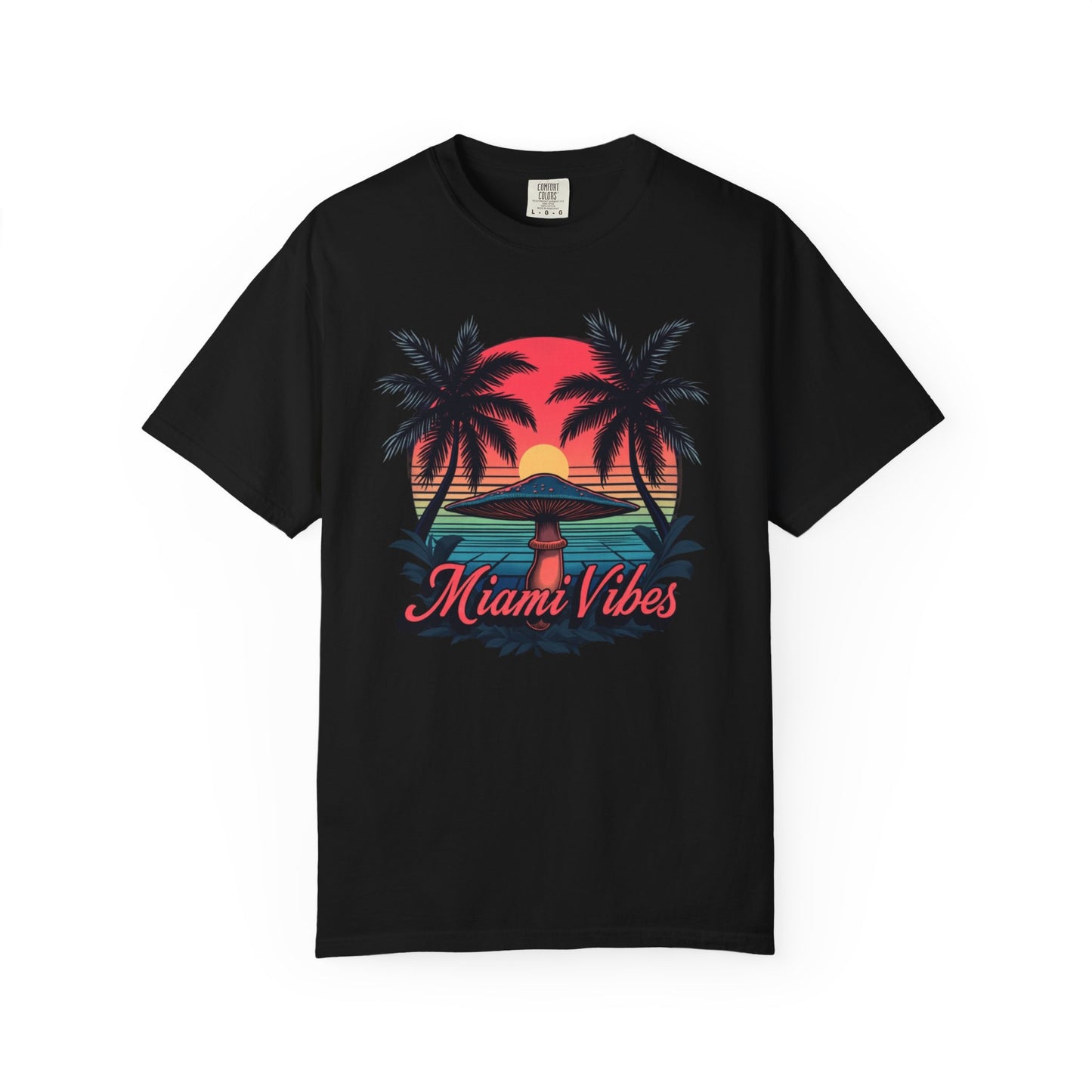 Miami Vibes, T-Shirt with Tropical Vibes Design, Summer Apparel, Beachwear, Gift for Vacation Lovers, Relaxed Style - Psychonaut Swag