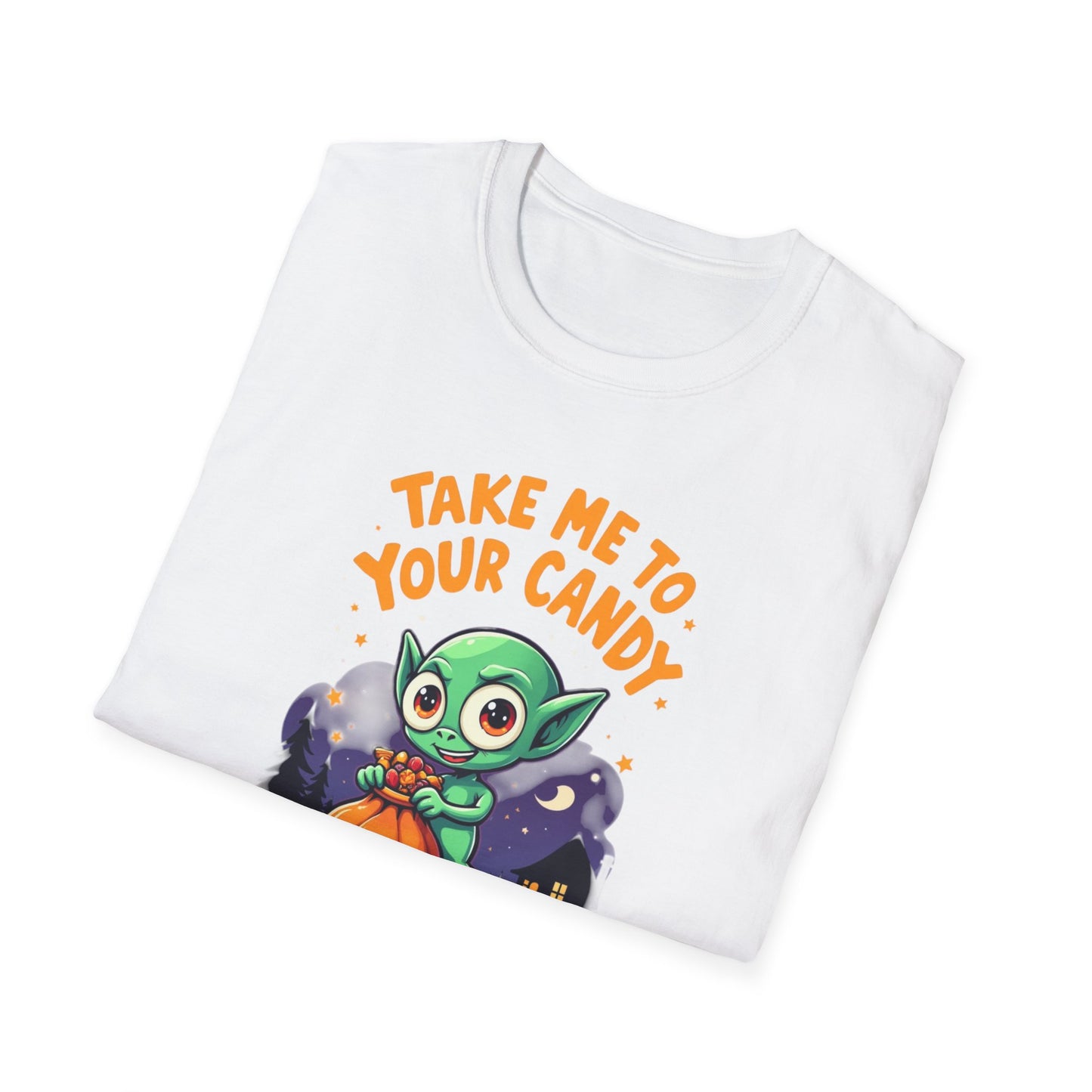 Trick or Treat Alien, T-Shirt, Cute Graphic Tee, Trick or Treat Shirt, Unisex Halloween Apparel, Fun Holiday Outfit