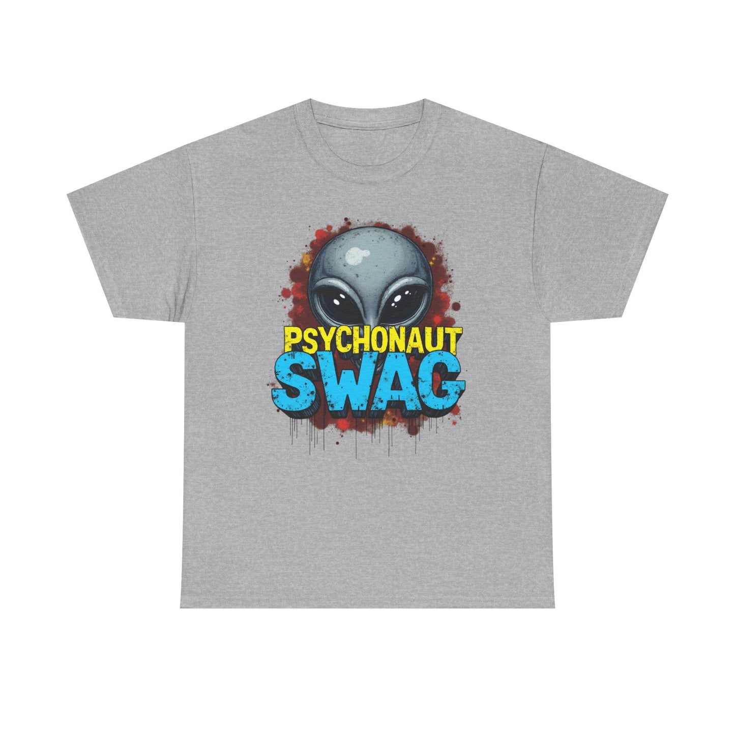 Hidden Alien, Psychonaut Swag, Staple Tee, Unisex Heavy Cotton Tee - Psychedelic Alien Swag Tee, Fun Graphic Tee, Perfect for Festivals, Casual Wear, Gift for Space Lovers - Psychonaut Swag