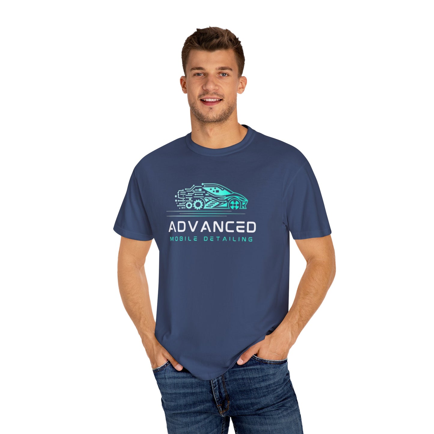 Advanced Mobile, Garment Dyed, T-Shirt, Unisex Graphic Tee, Casual Streetwear, Perfect Gift for Car Lovers, Vintage Style Merch, Everyday Wear