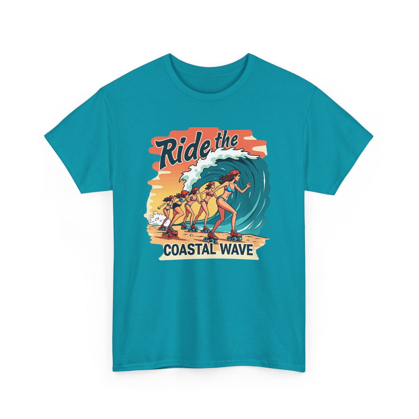 Follow the Wave, Unisex Heavy Cotton Tee - Ride the Wave Vintage Surf Design - Psychonaut Swag