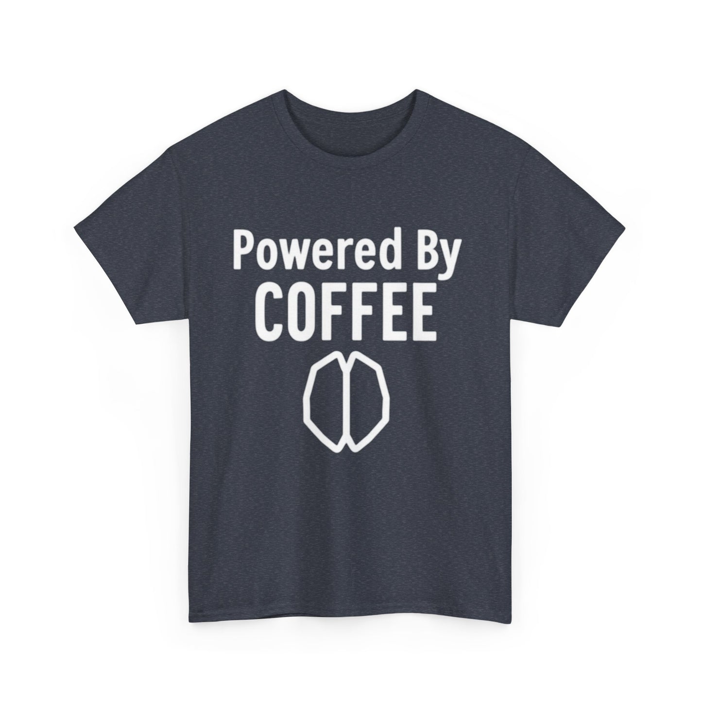 Powered By Coffee Unisex Heavy Cotton Tee, Funny Coffee Lover Shirt, Gift for Barista, Casual Wear, Perfect for Birthdays, Everyday Use - Psychonaut Swag